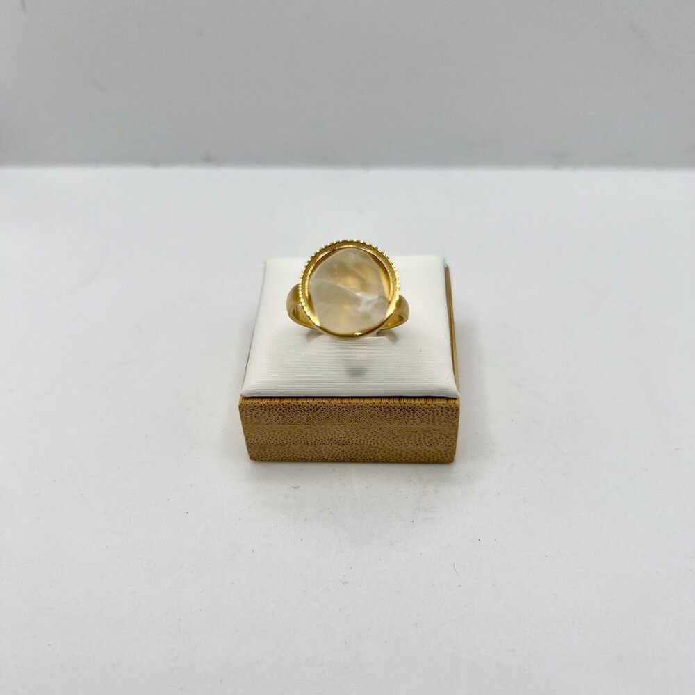 Moon Quartz Gold Stainless Steel Ring - size 7.75